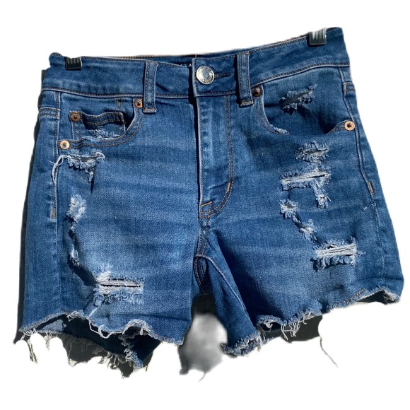 American Eagle Outfitters Hi-Rise Shortie super stretch denim 00 - Picture 1 of 16